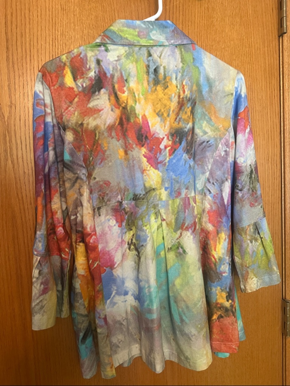 Parsley & Sage Multicolor Watercolor Print Jacket in Blue, Green & Yellow - Picture 5 of 6